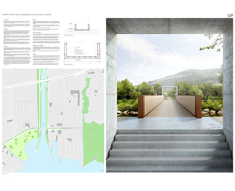 Concorso di progettazione per una passerella ciclopedonale sul  fiume Vedeggio, Ticino, Svizzera, 1° premio